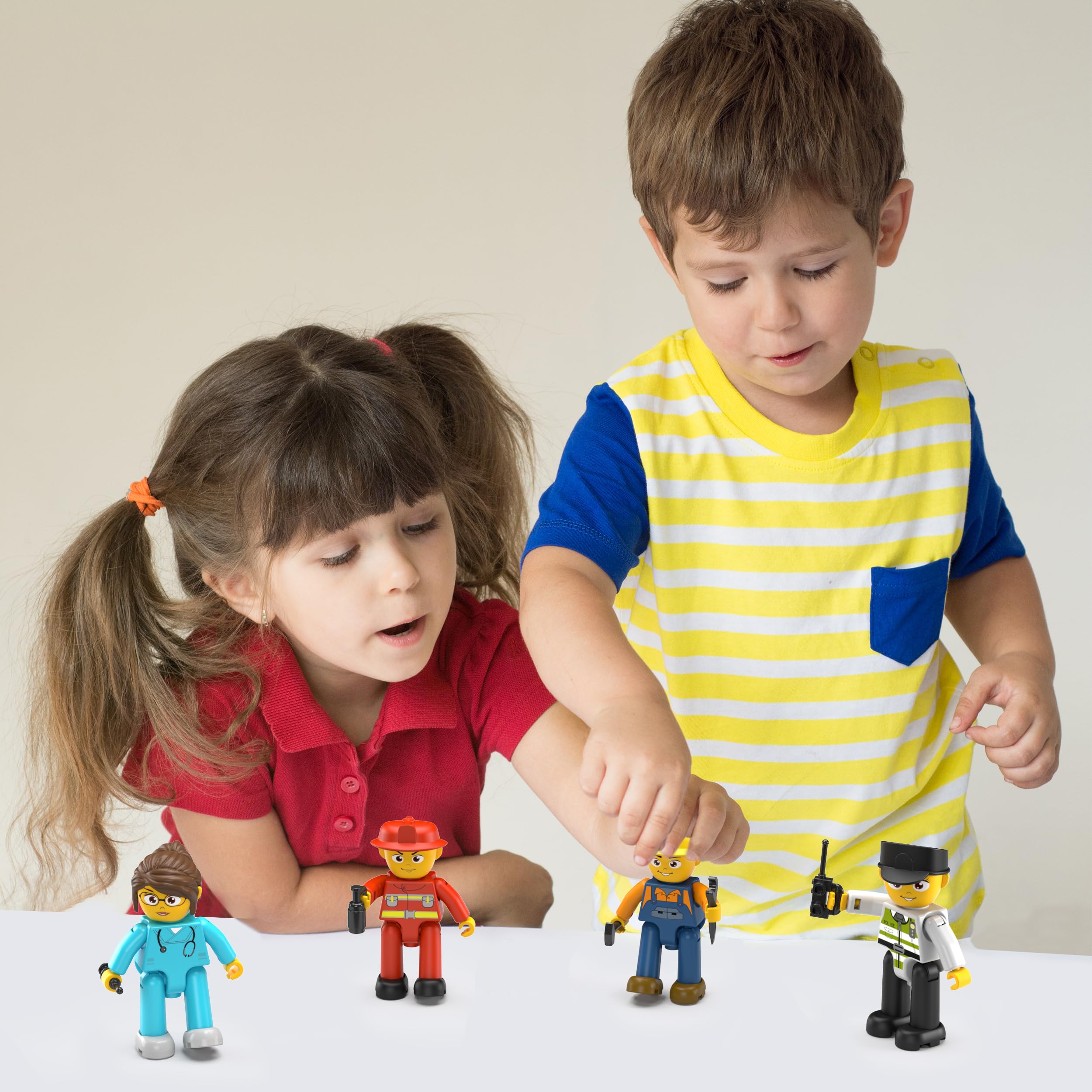 PicassoTiles firefighter figure featured in dynamic pretend rescue play