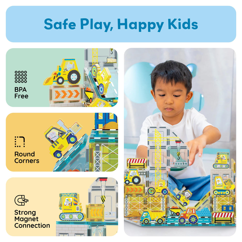 PicassoTiles forklift magnet tiles for practical-building and role-play.