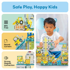 PicassoTiles forklift magnet tiles for practical-building and role-play.