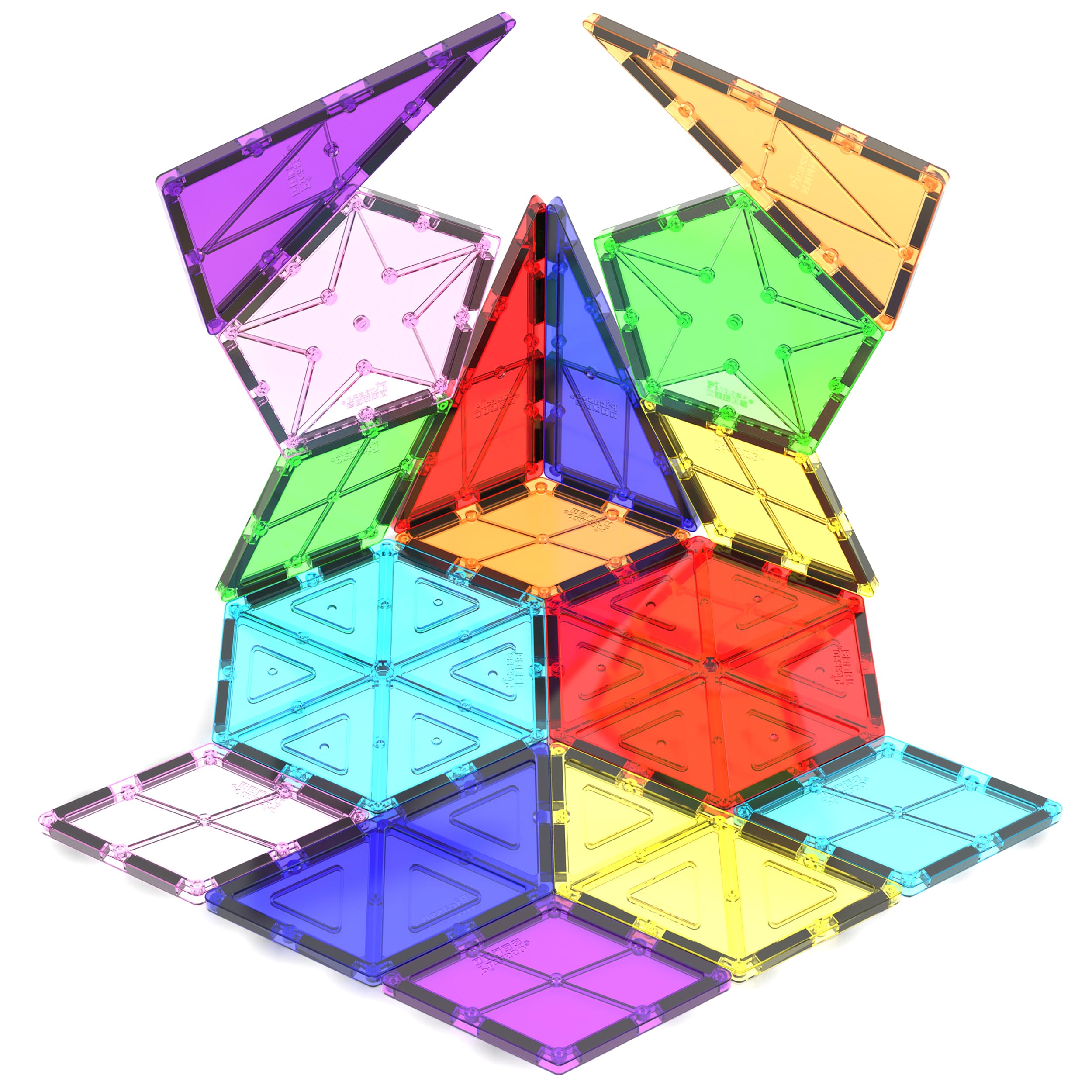 PicassoTiles geometry-shape-magnet-tiles enable versatile building for STEM learning.