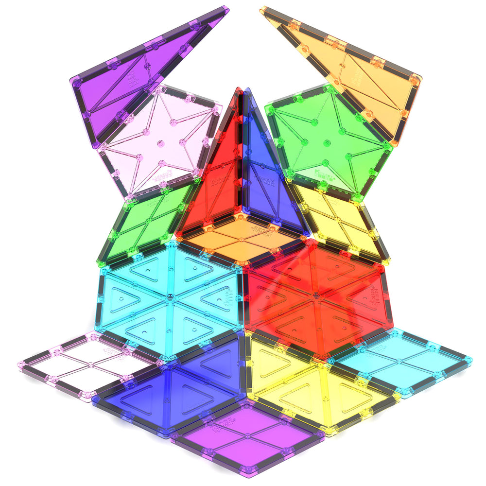 PicassoTiles geometry-shape-magnet-tiles enable versatile building for STEM learning.