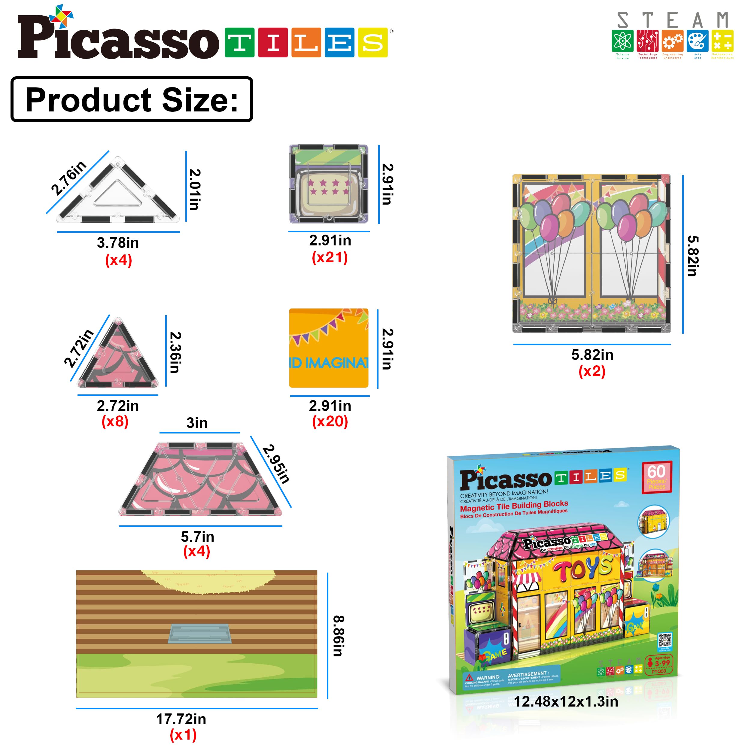 PicassoTiles gift-ready toy store 60pc set for ages 3 and up