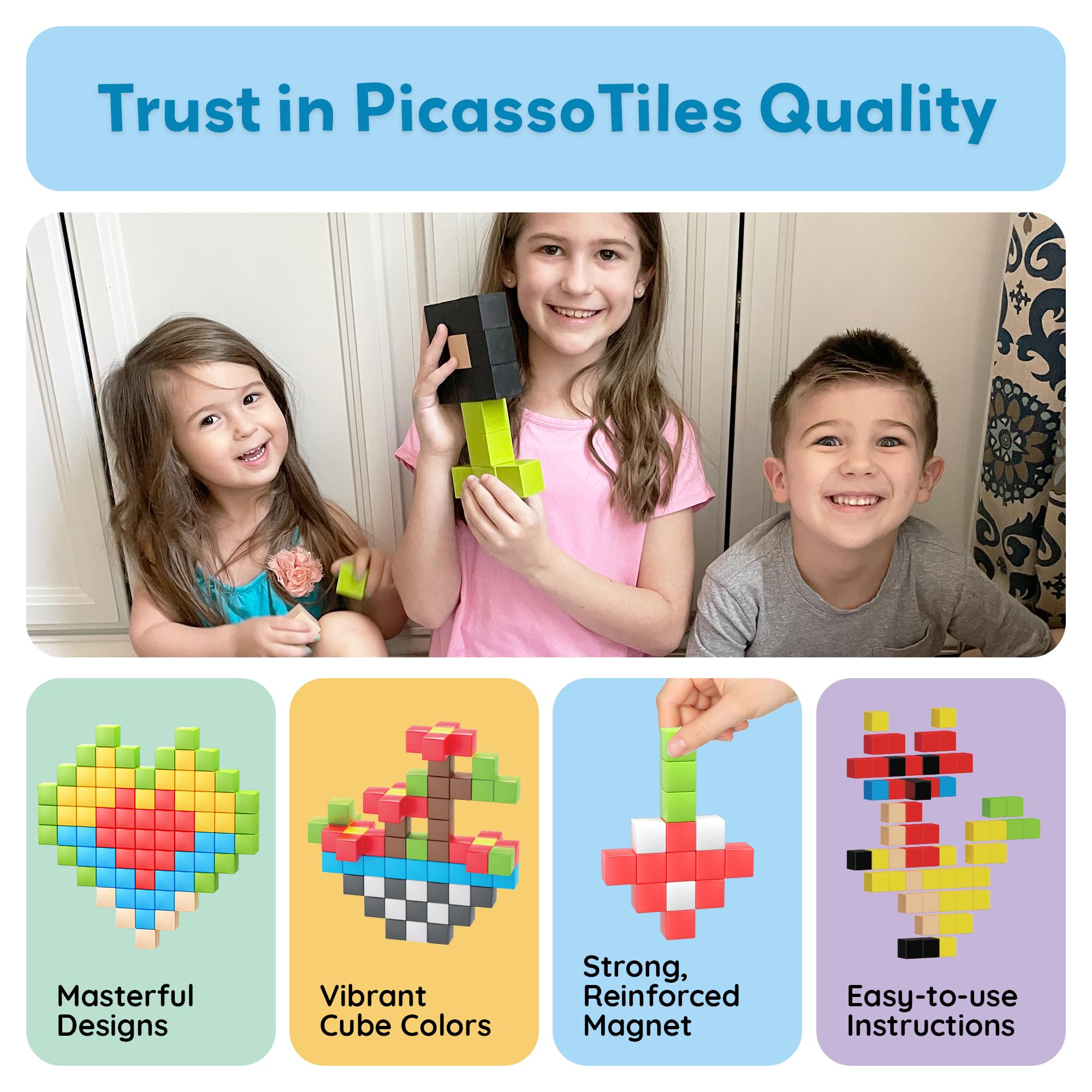 PicassoTiles group play encourages teamwork and shared building challenges.