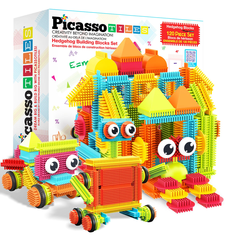 PicassoTiles Hedgehog blocks assembly demonstrates easy-connect design for young builders.