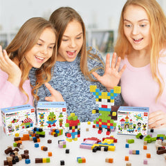 PicassoTiles instruction cards guide kids through colorful 2D and 3D builds.