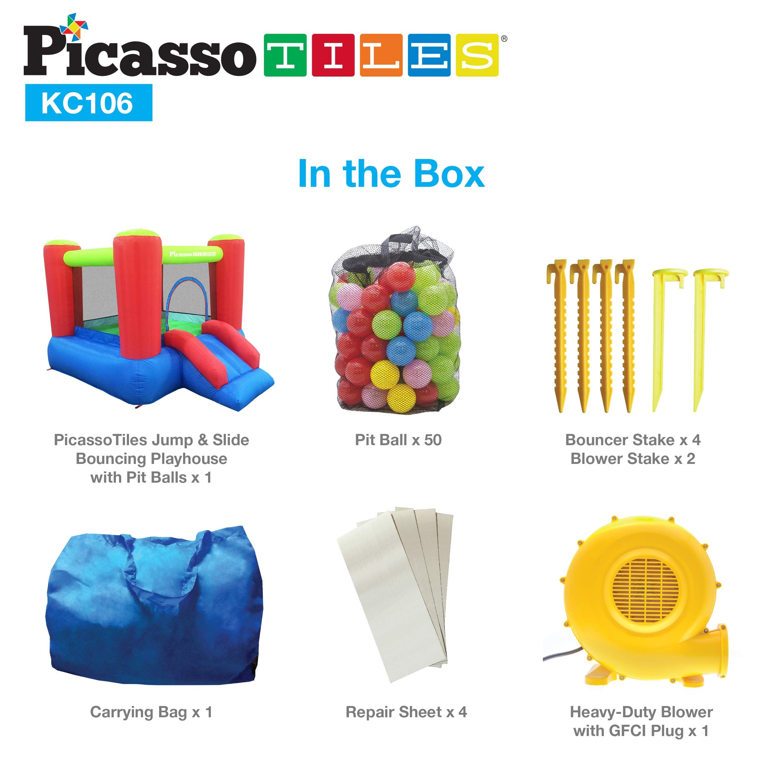 PicassoTiles KC106 basketball play option adds versatile activity choices.