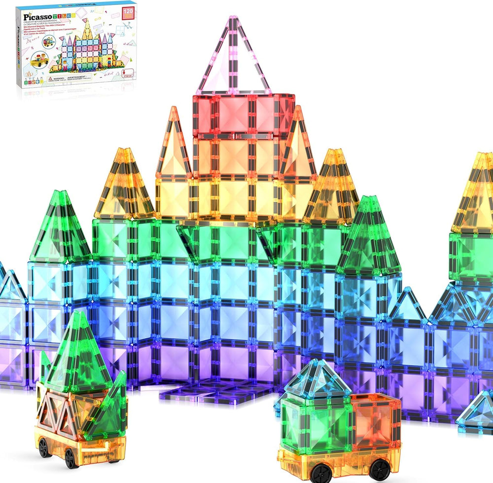 PicassoTiles kid-friendly packaging supports ages 3 and up learning
