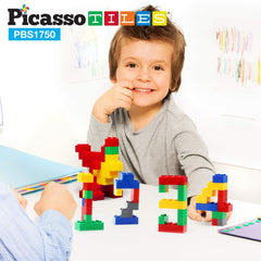 PicassoTiles kid-friendly pieces fit small hands for easy building.