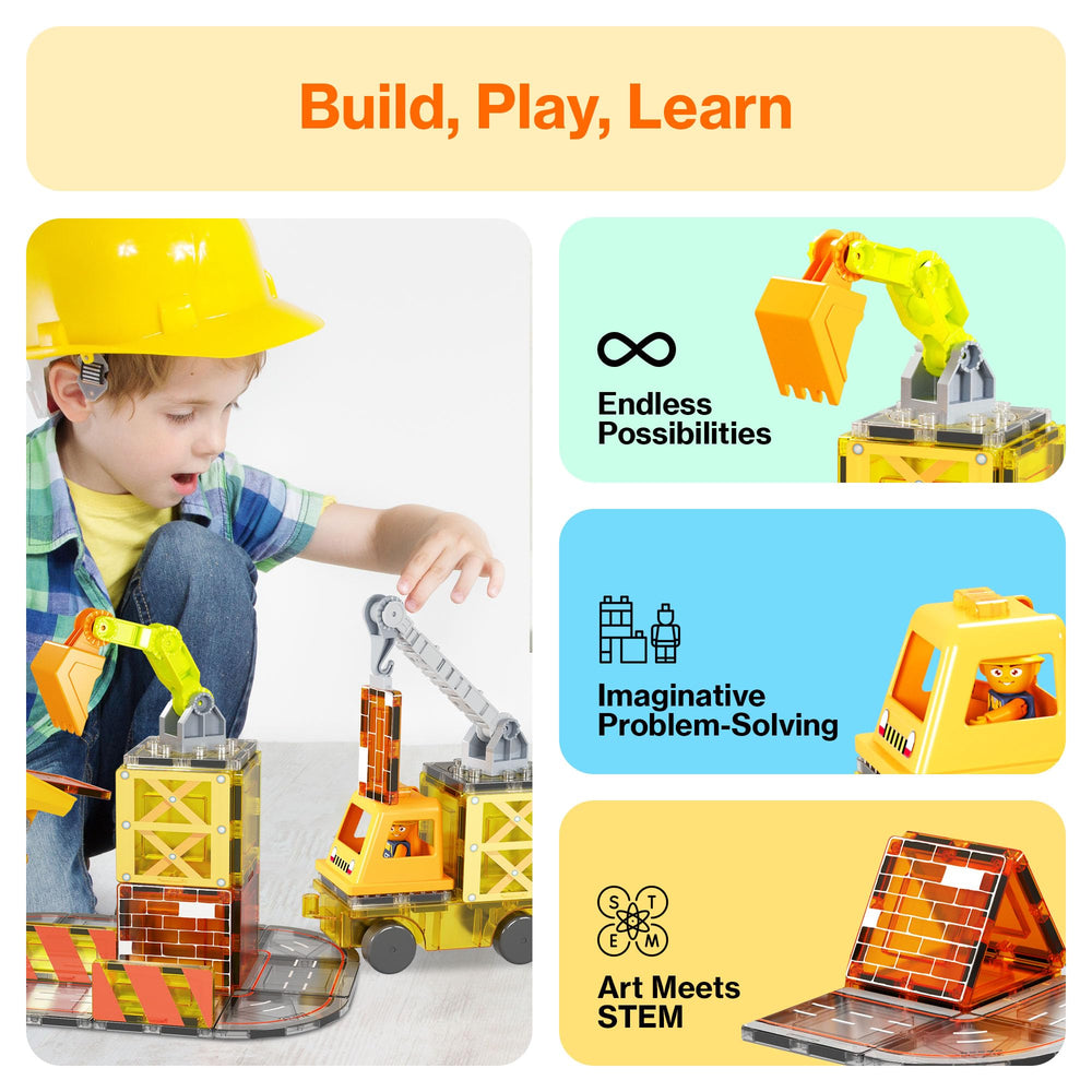 PicassoTiles ladder truck magnet tile supports role play and storytelling with sturdy, kid-friendly design