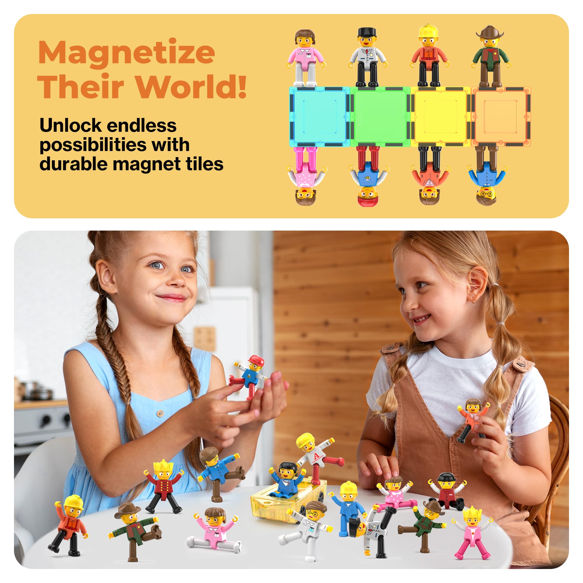 PicassoTiles 16pc figures support language development through naming and describing actions