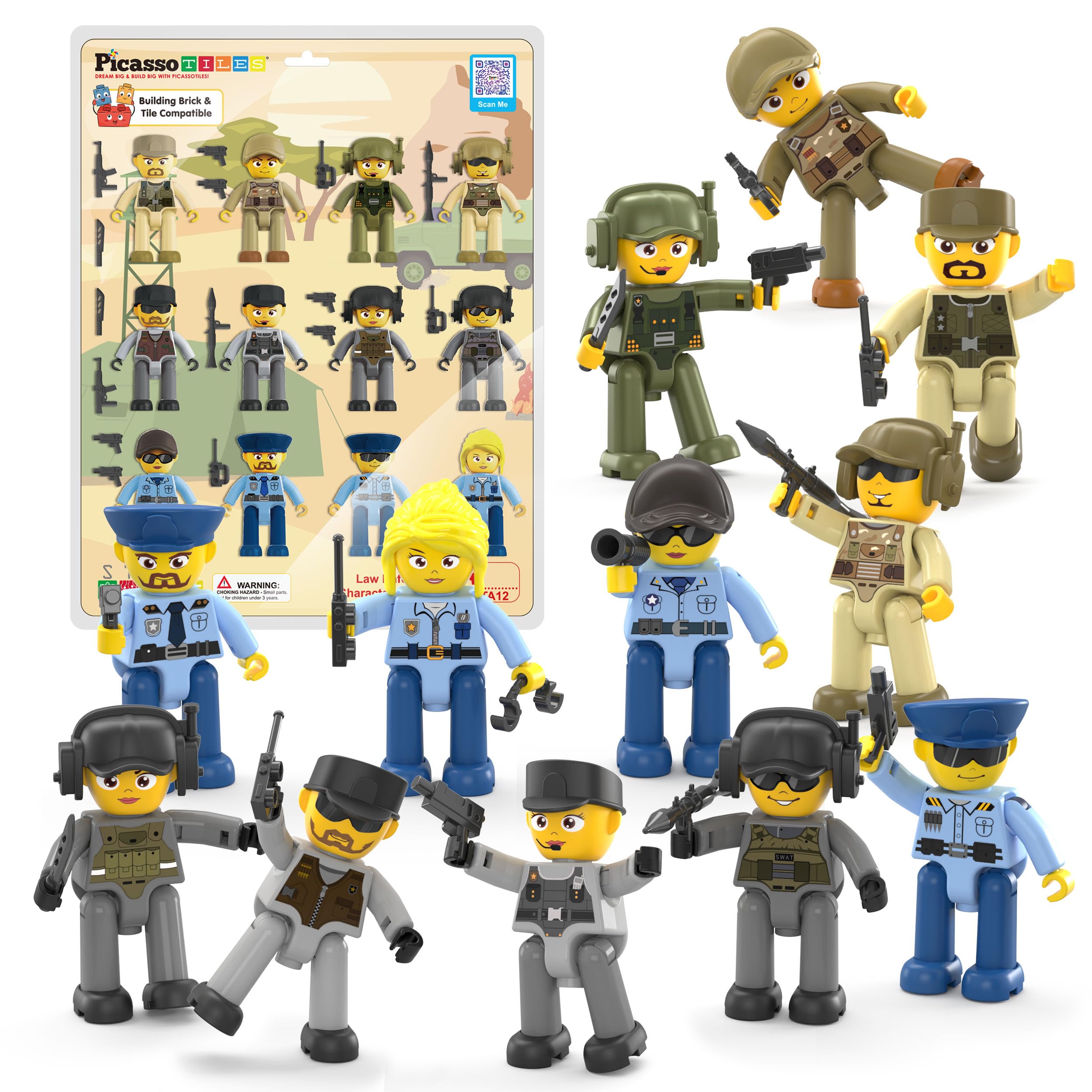 PicassoTiles law-enforcement figures pack for creative magnetic play and storytelling.