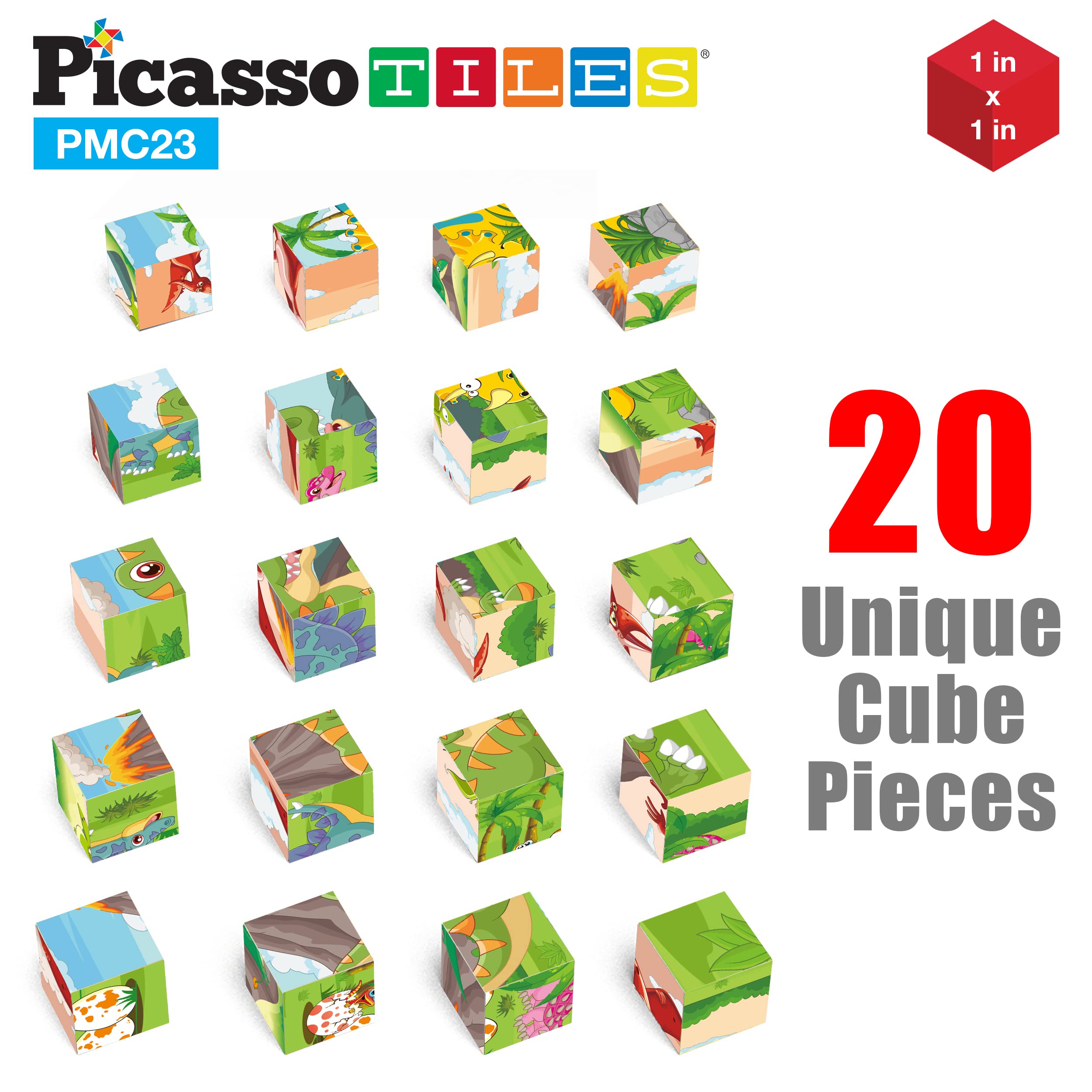 PicassoTiles magnet puzzle cubes spin and click for matching