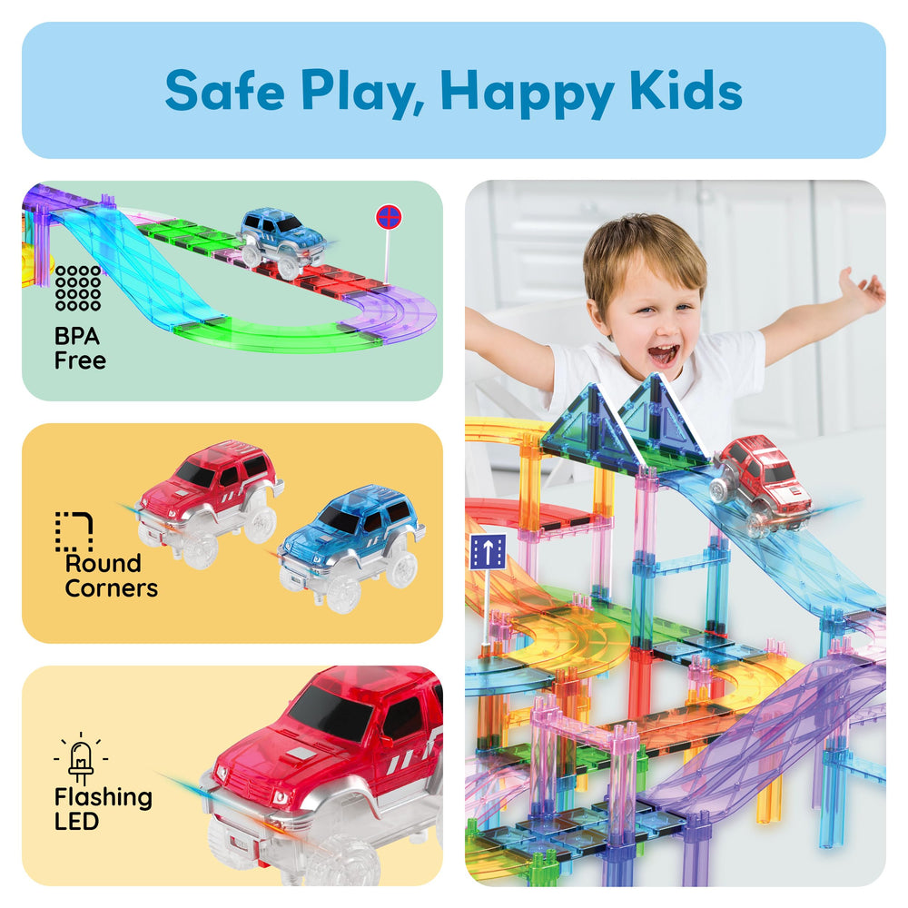 PicassoTiles magnet track compatibility showcases expandable play layouts.