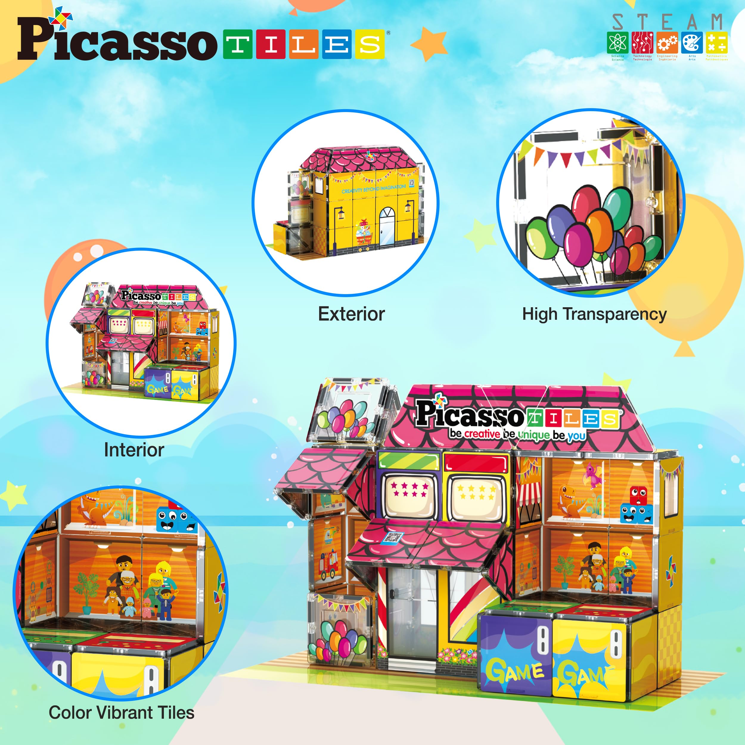 PicassoTiles magnetic building tiles toolkit for creative construction