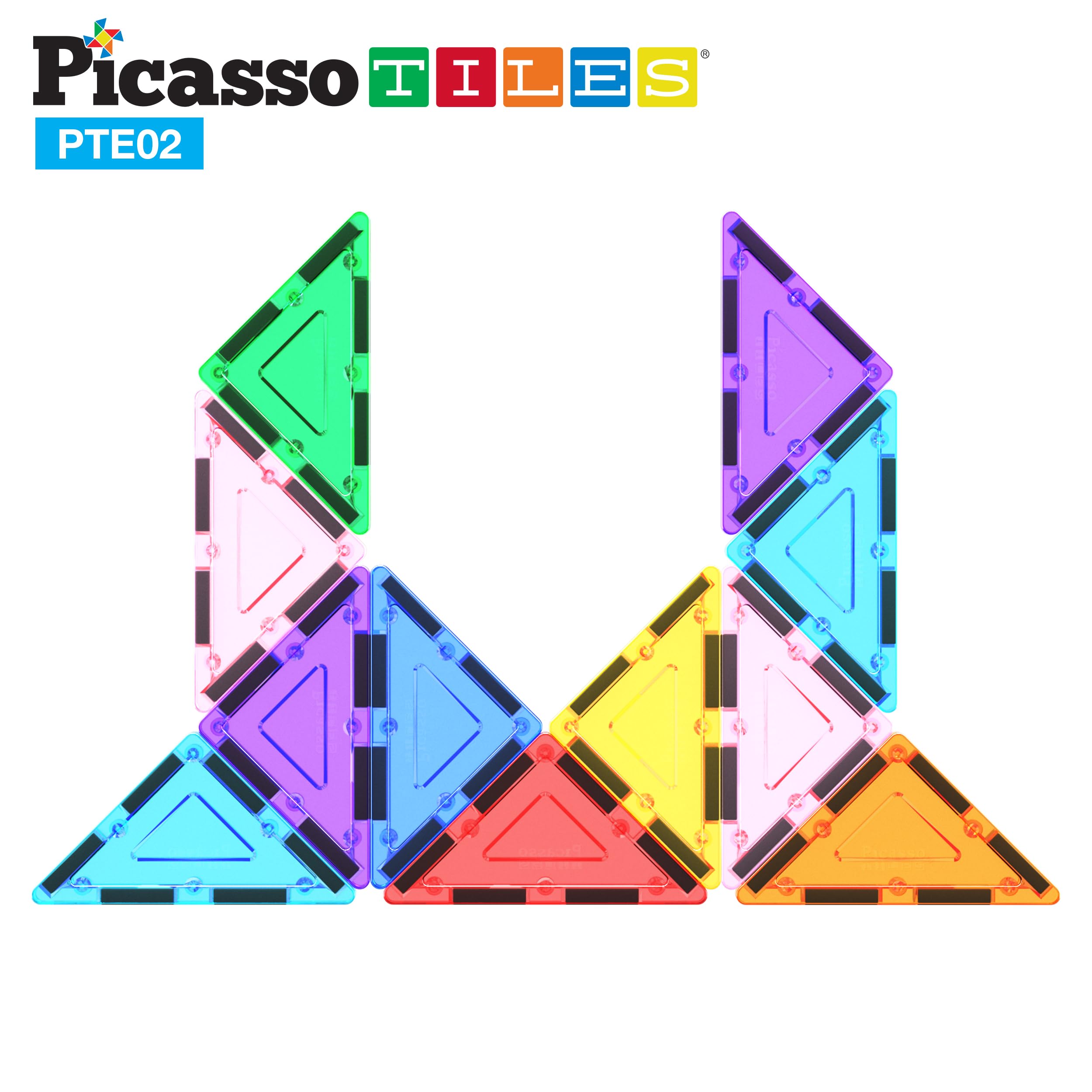 PicassoTiles magnetic tiles promote hands-on learning and color recognition.
