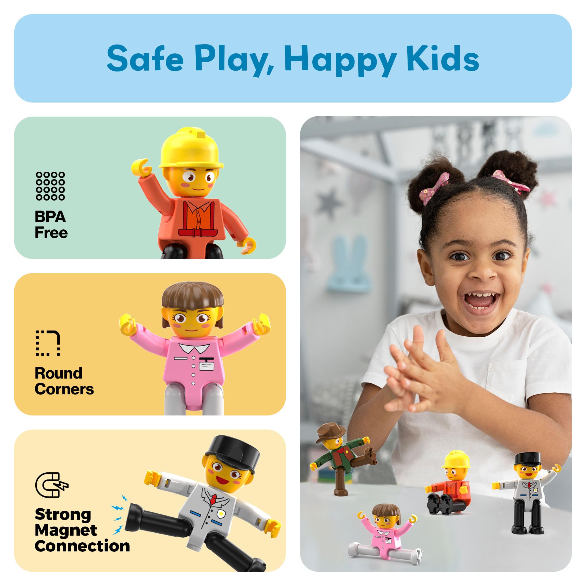PicassoTiles magnetic construction tiles enable versatile setups and easy storage after play.