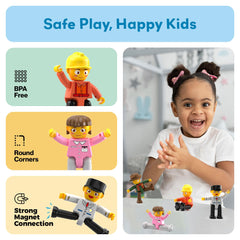 PicassoTiles magnetic construction tiles enable versatile setups and easy storage after play.