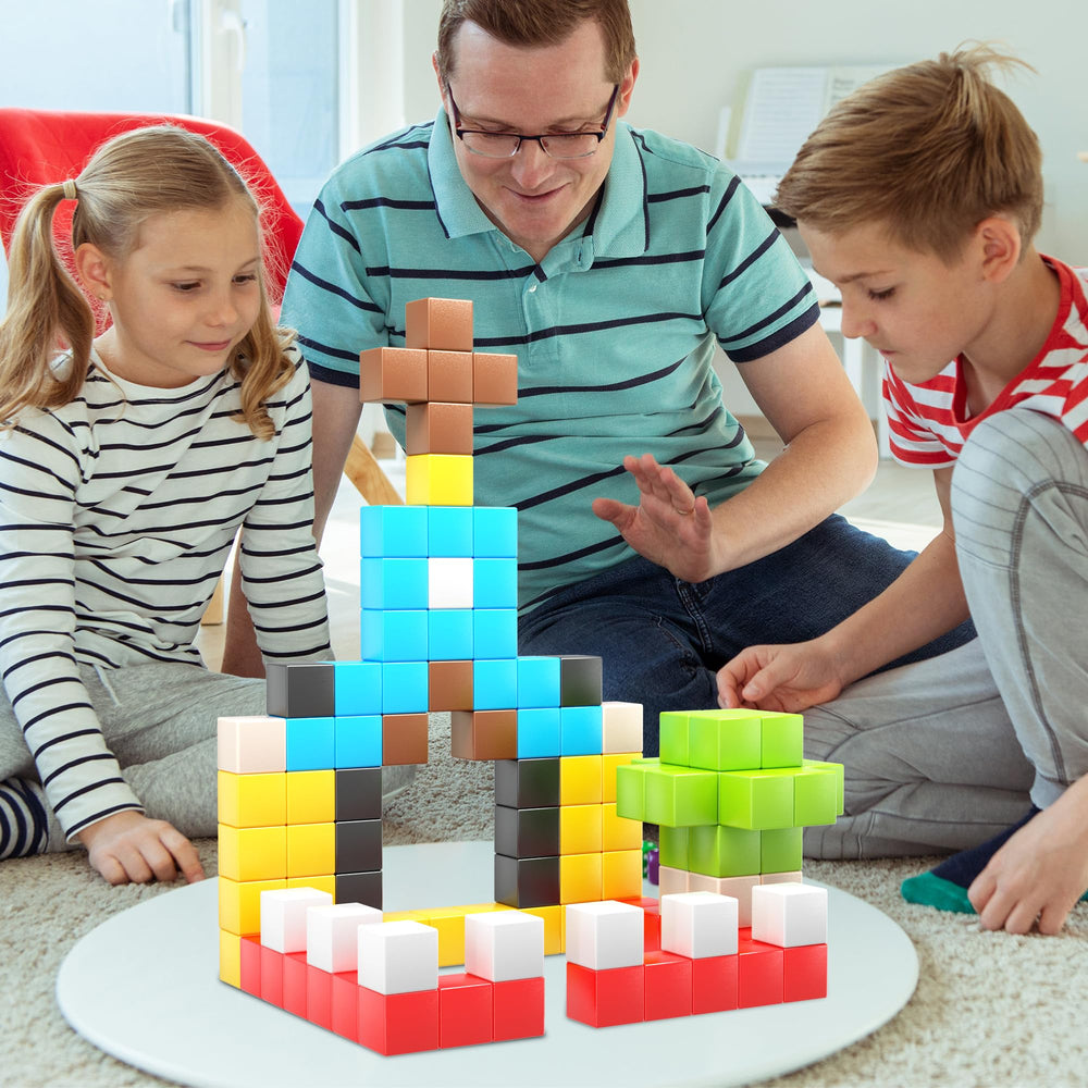 PicassoTiles magnetic cube connectors provide secure designs for STEM exploration.