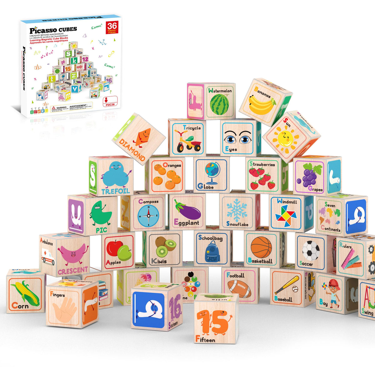 PicassoTiles magnetic cubes for easy assembly and imaginative construction play
