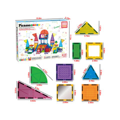 PicassoTiles 50 magnetic tiles in various shapes for creative cityscapes