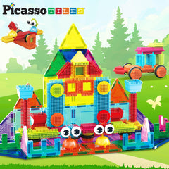 PicassoTiles magnetic tiles assembly showing versatile building possibilities