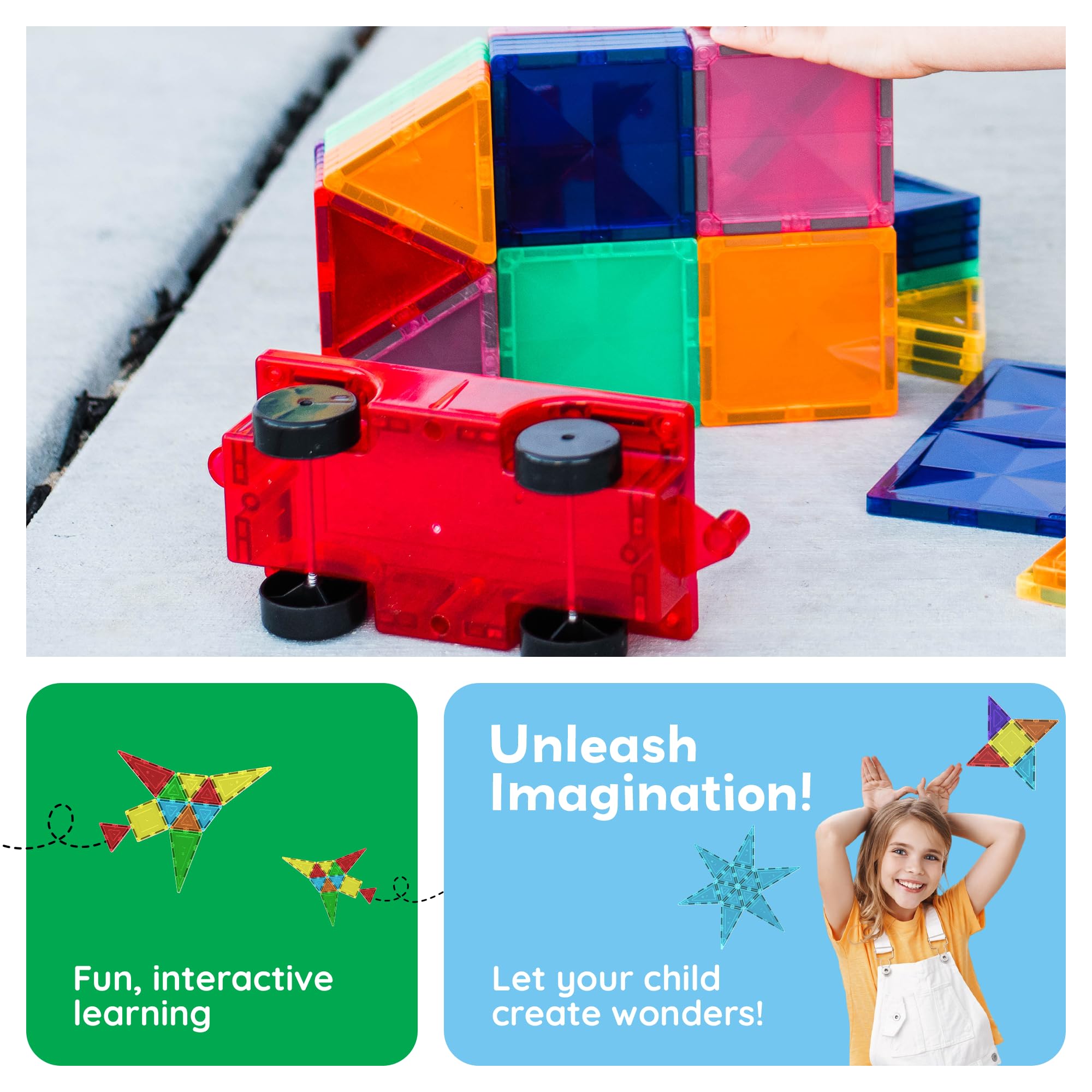 PicassoTiles magnetic tiles closeup highlighting color and magnet connections