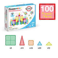 Magnetic tiles from PicassoTiles enabling hands-on learning through play.