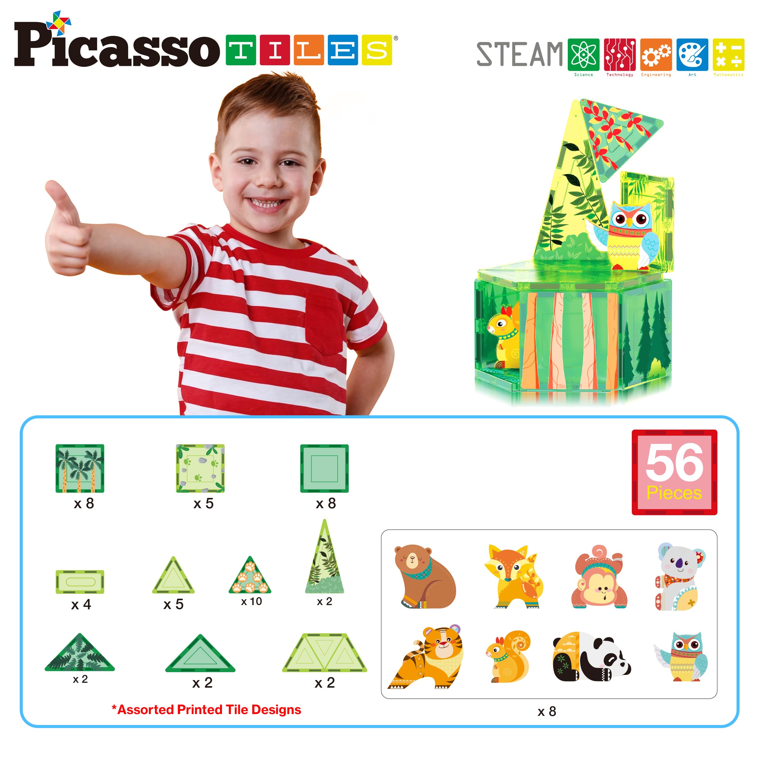 PicassoTiles magnetic tiles playset for creative STEM building and storytelling.