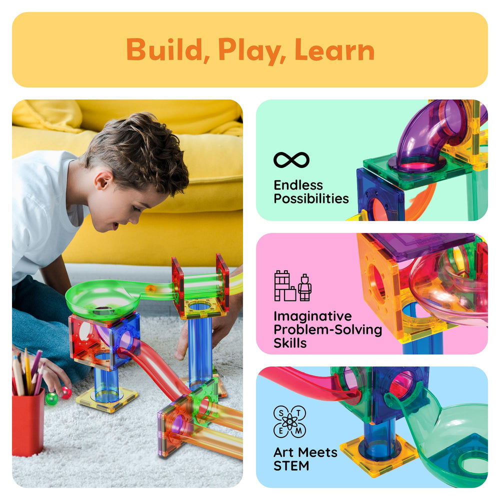 PicassoTiles magnetic tiles set sparks STEM creativity and free-form design.
