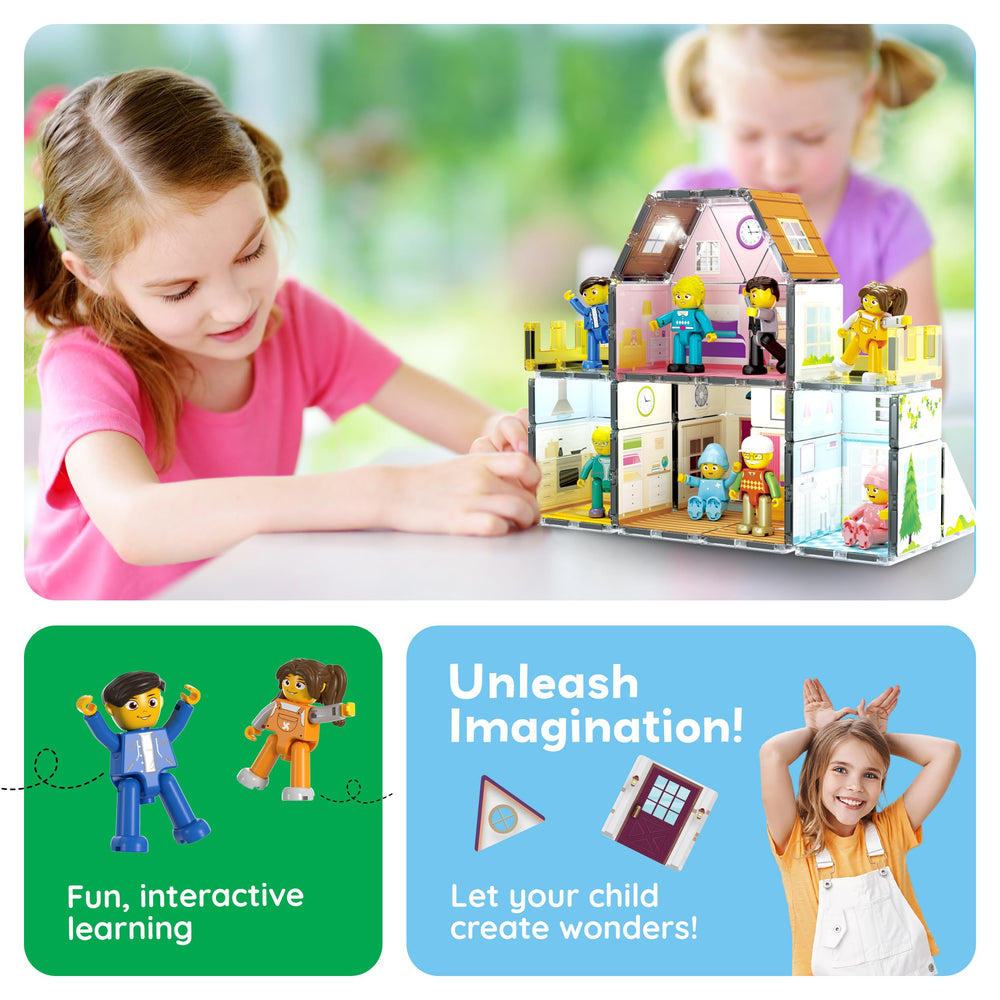 PicassoTiles magnetic tiles enable sturdy, reconfigurable 3D builds.