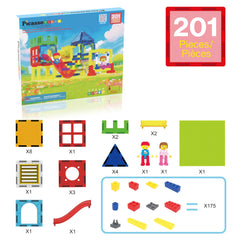 PicassoTiles magnetic tiles enable sturdy, creative builds for endless pretend play.