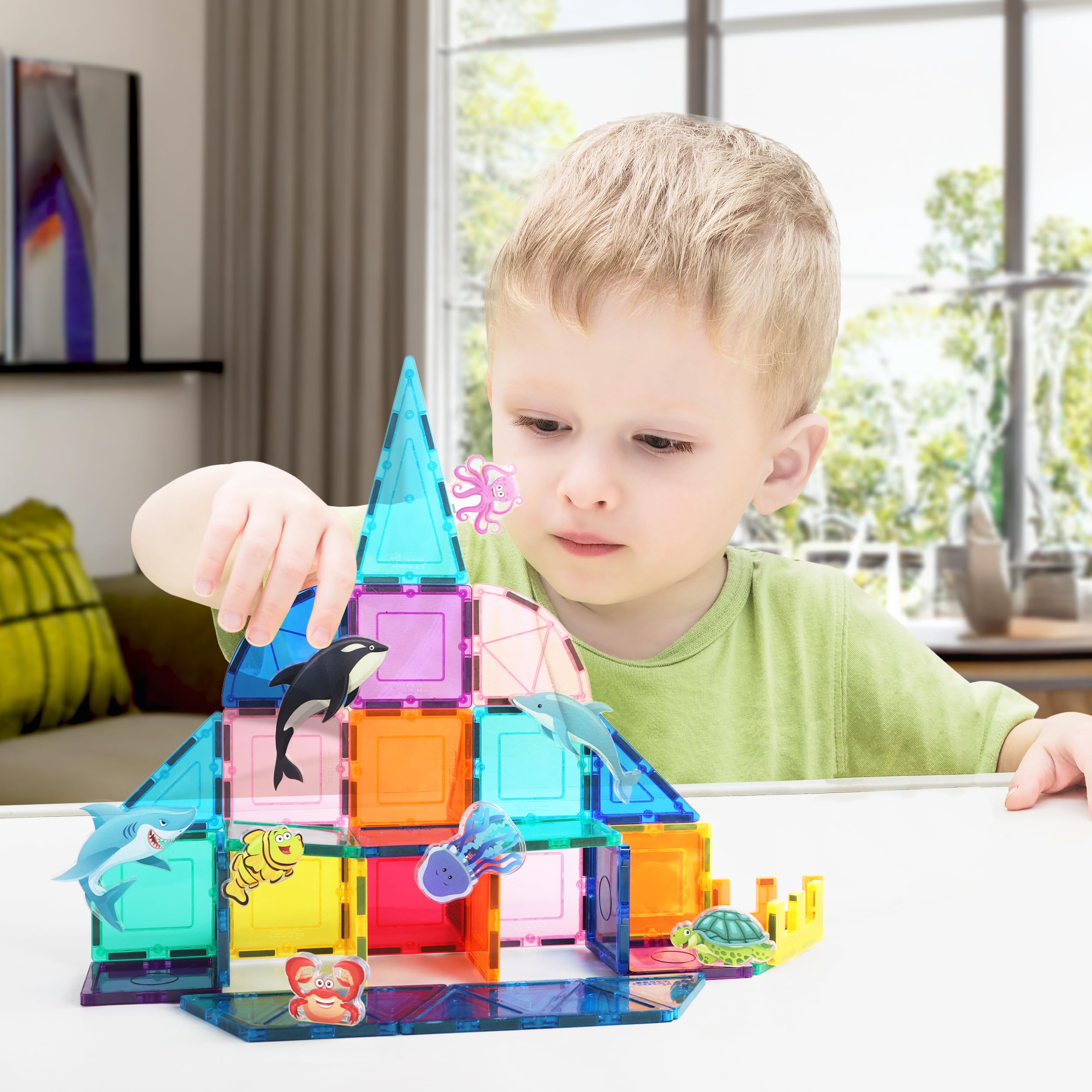 PicassoTiles jellyfish figure boosts storytelling and stacking with magnetic tiles.