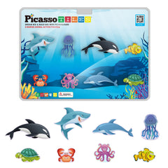PicassoTiles marine orca figure for magnetic play and imaginative ocean adventures.