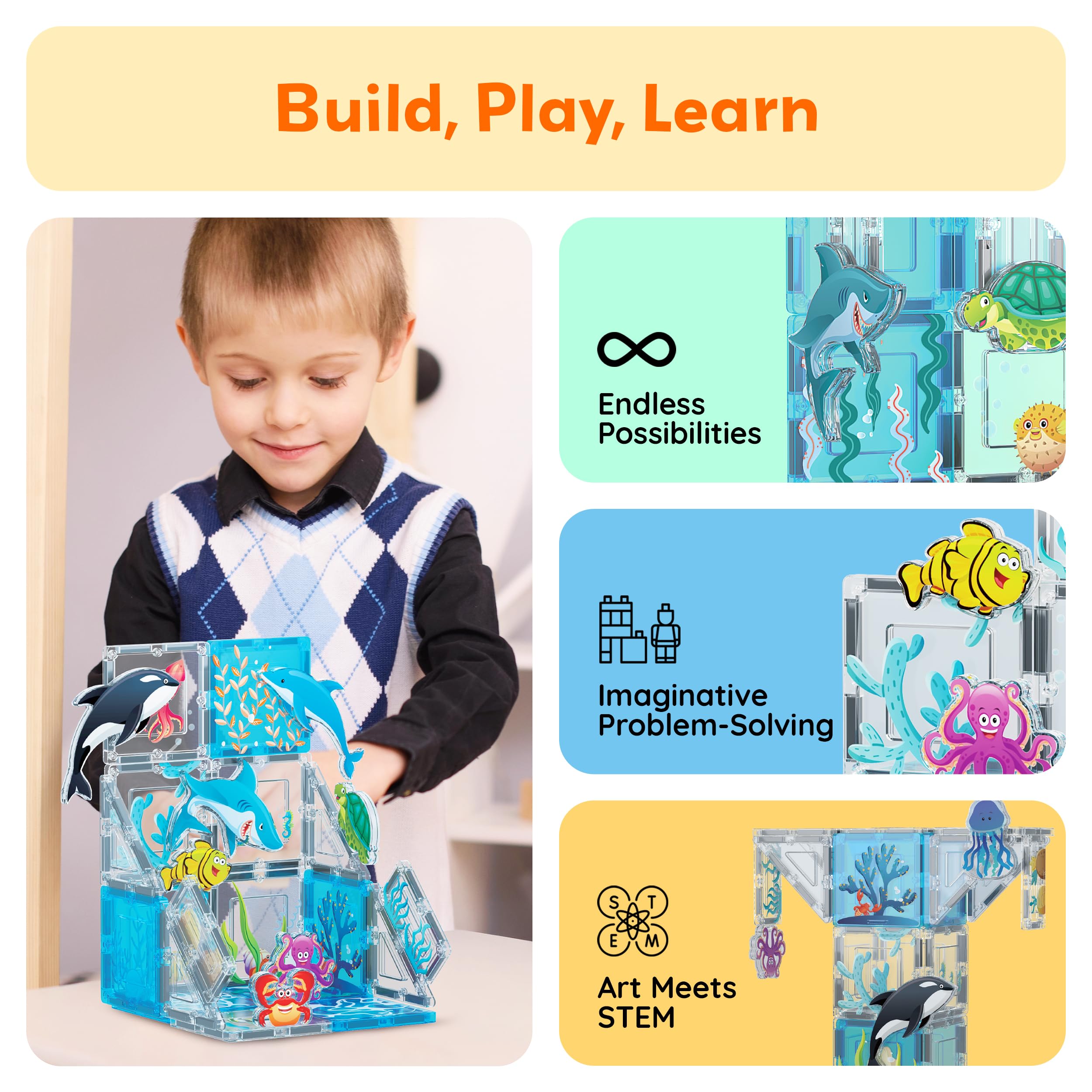 PicassoTiles tropical fish figure brightens aquatic scenes and playtime.