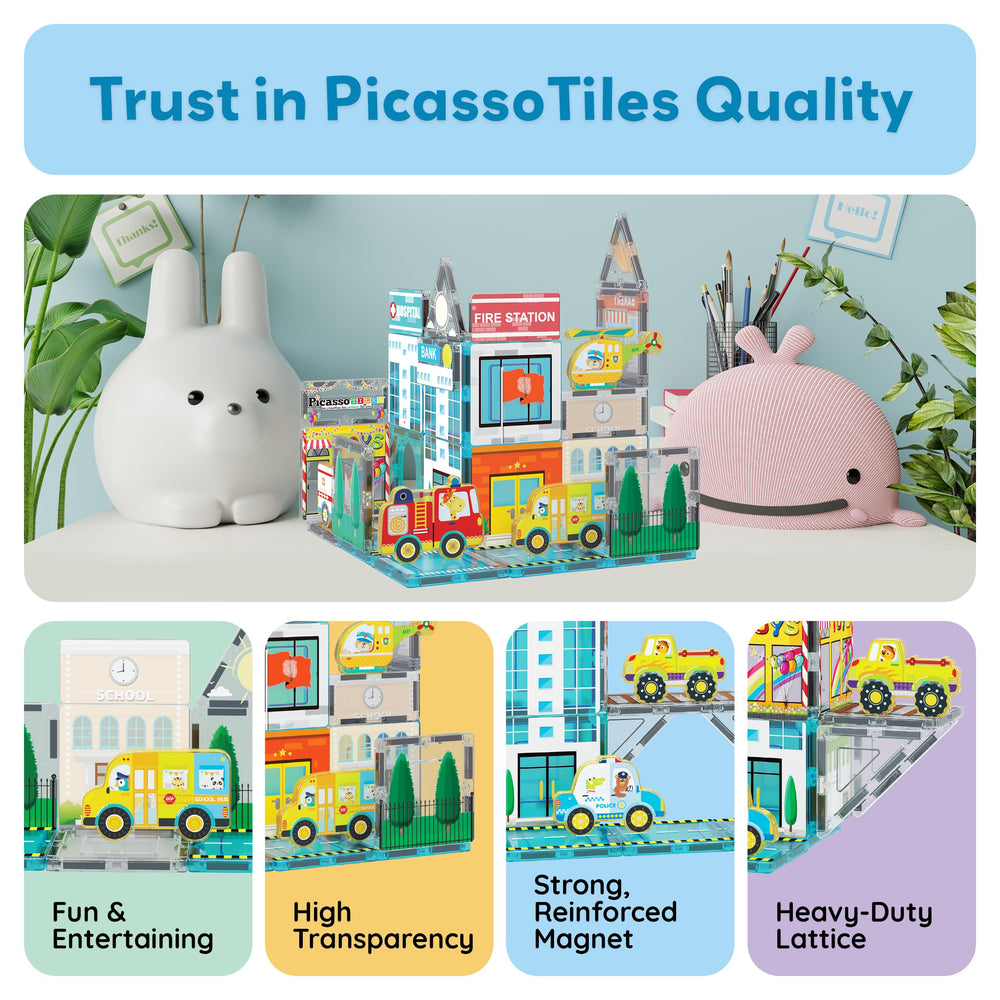 PicassoTiles Metro City educational benefits come from hands-on construction and play.
