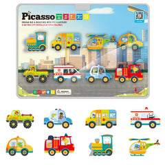 PicassoTiles monster-truck magnetized for dynamic city play and imaginative storytelling.