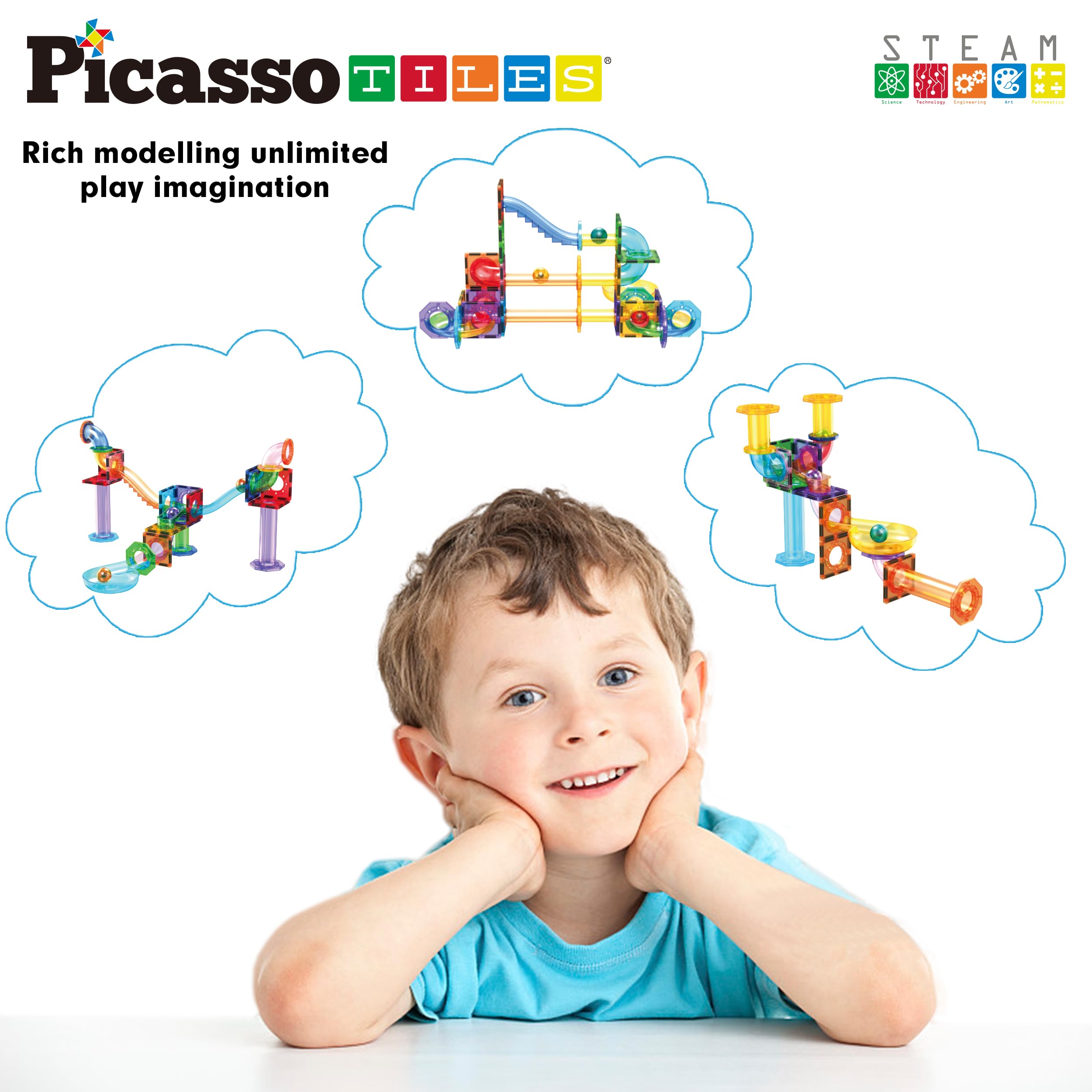PicassoTiles multi-layer maze track adds complexity for planning and problem solving.