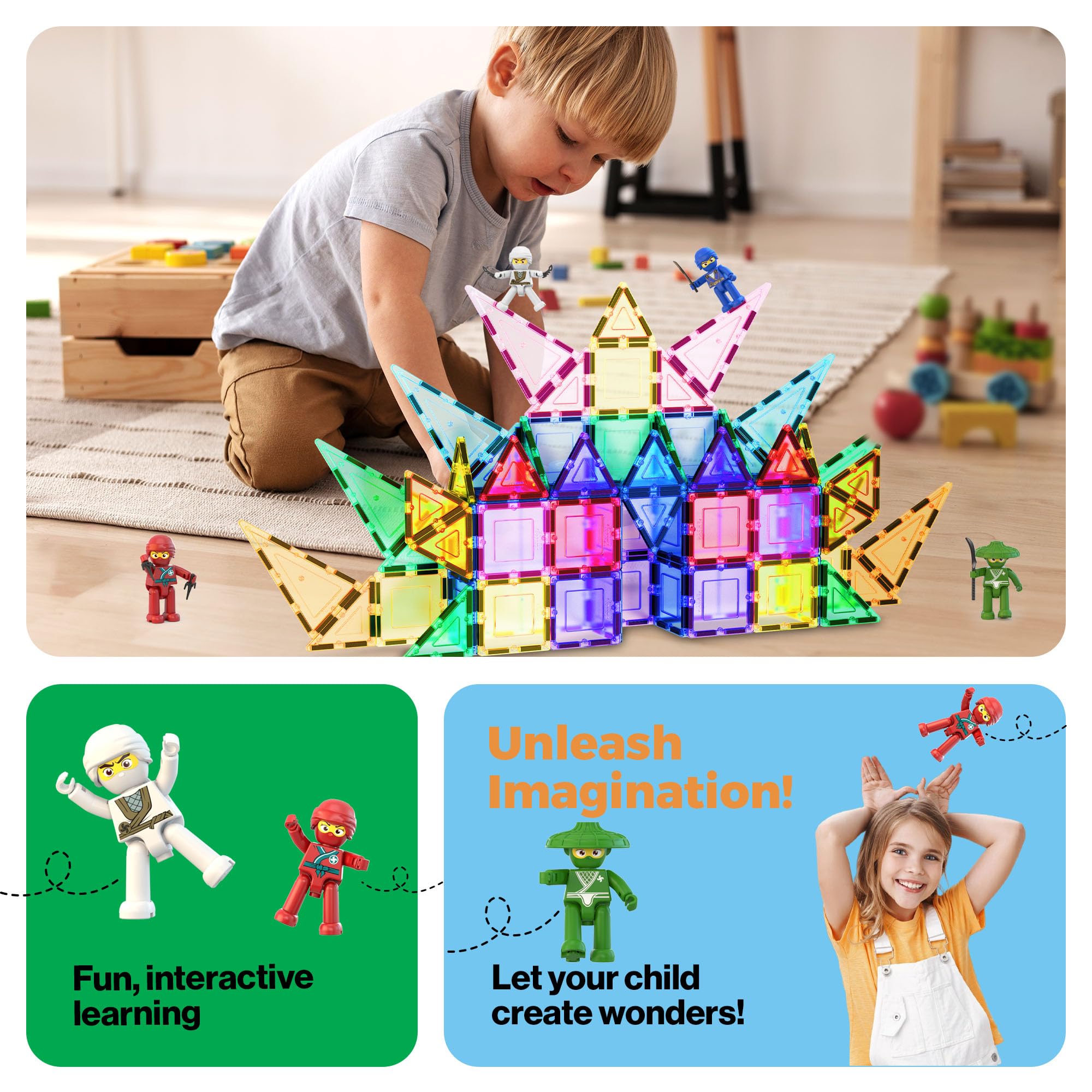 PicassoTiles Ninja action characters compatible with PicassoTiles and other brands