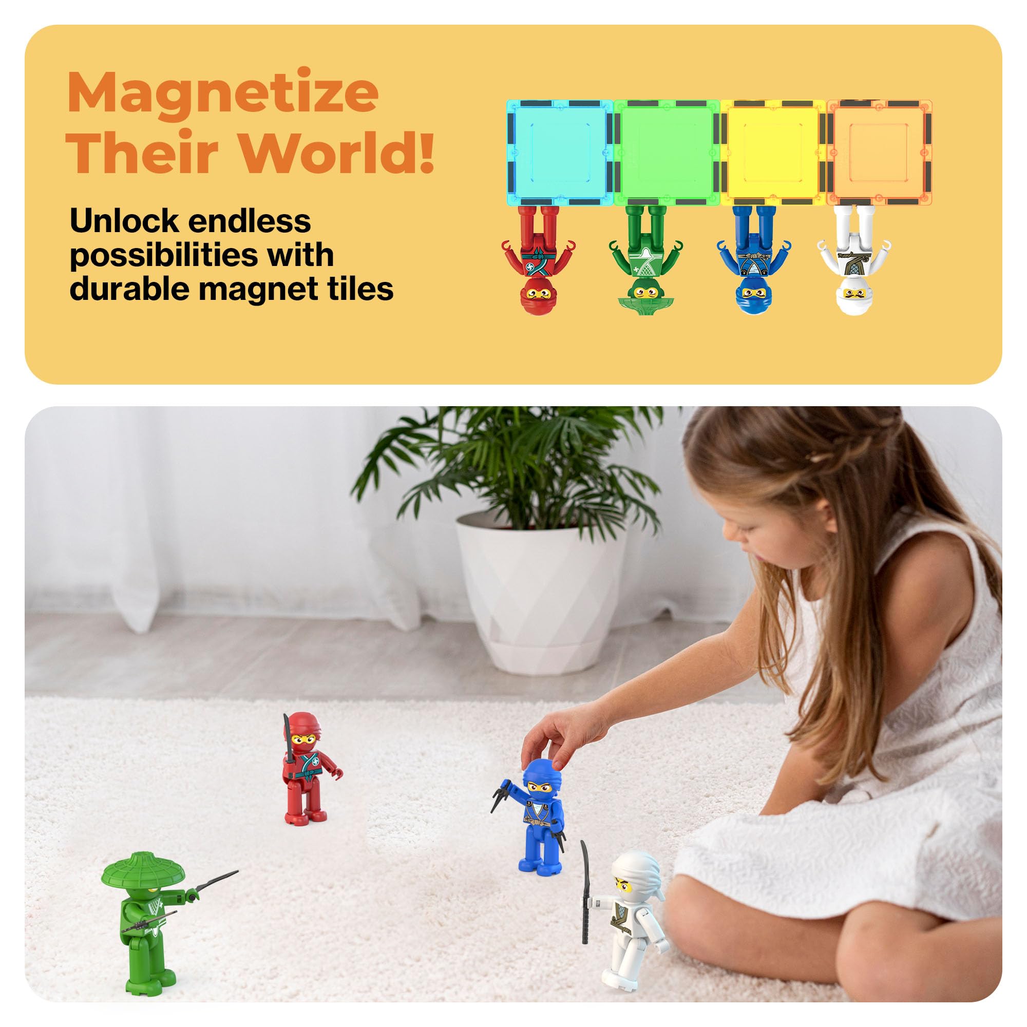 PicassoTiles Ninja action characters inspire imaginative teamwork during play