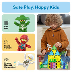 PicassoTiles Ninja action characters storage solution keeps play areas tidy