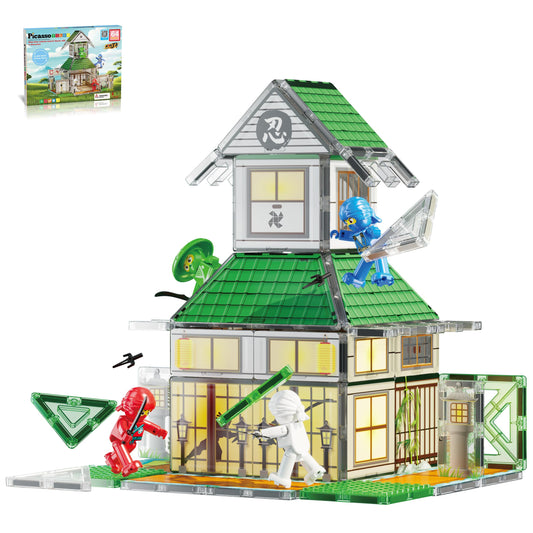 PicassoTiles Ninja Dojo House tiles for imaginative magnetic building.