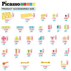 PicassoTiles nuts and bolts expand construction options with 48 unique connectors for problem solving.