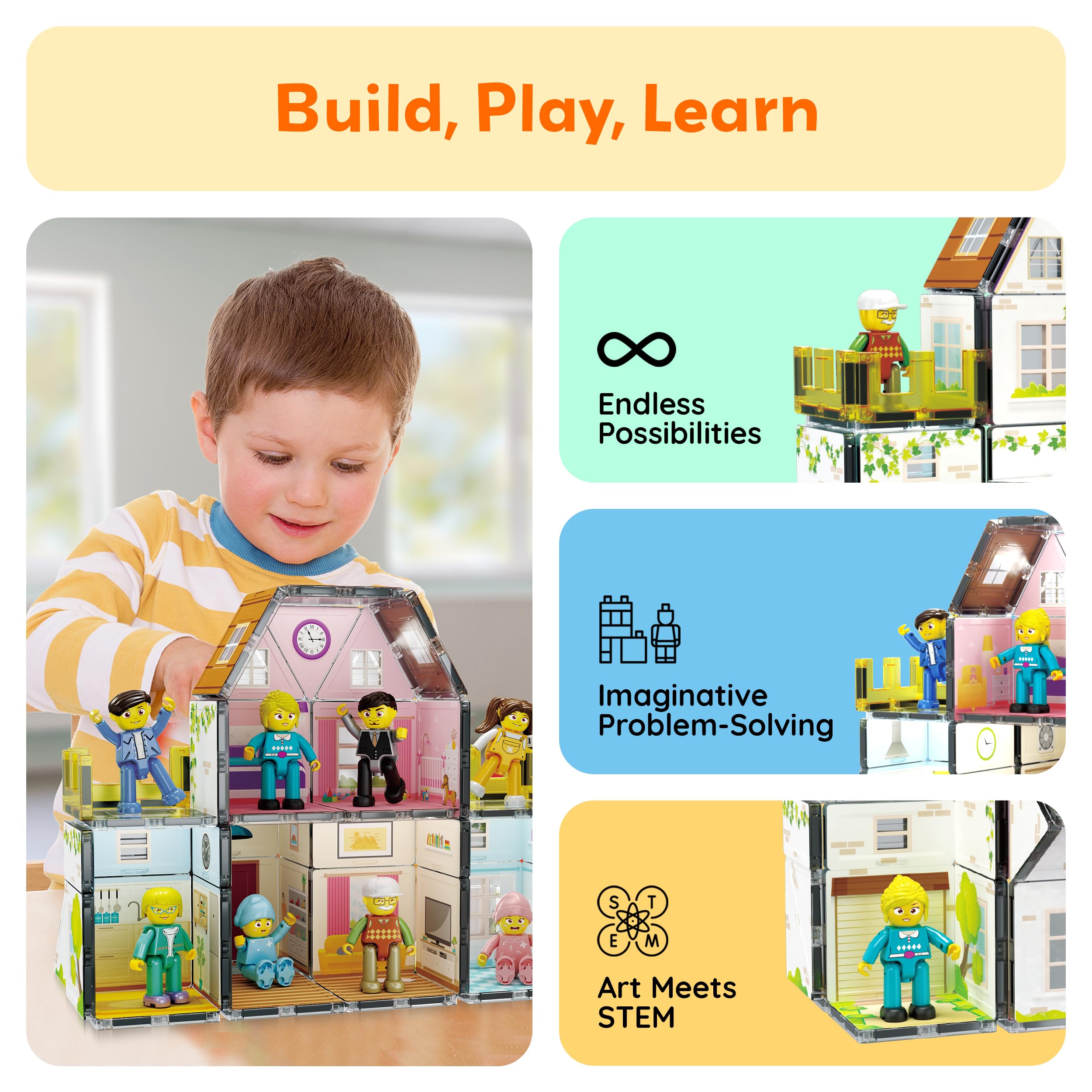 PicassoTiles poseable figures inviting cooperative play and social skills.