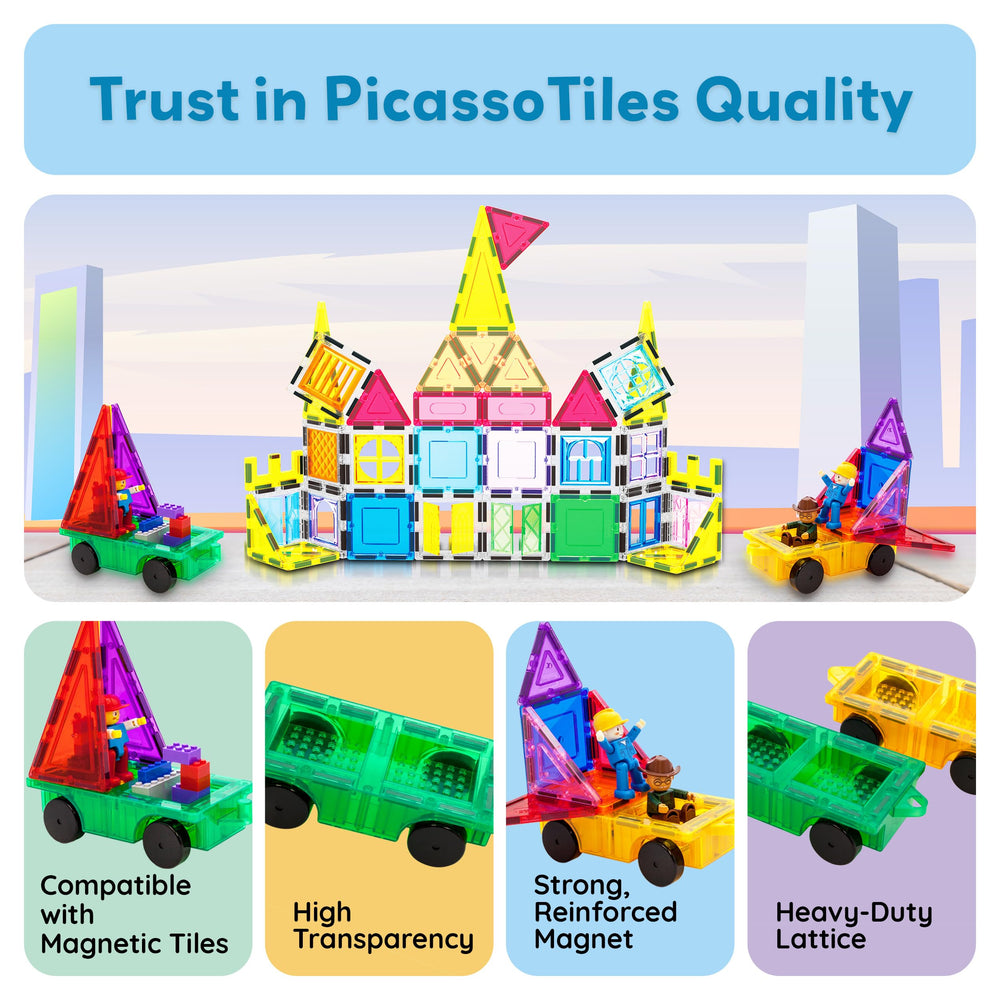 PicassoTiles PT21 group play supports safe, cooperative building activities.