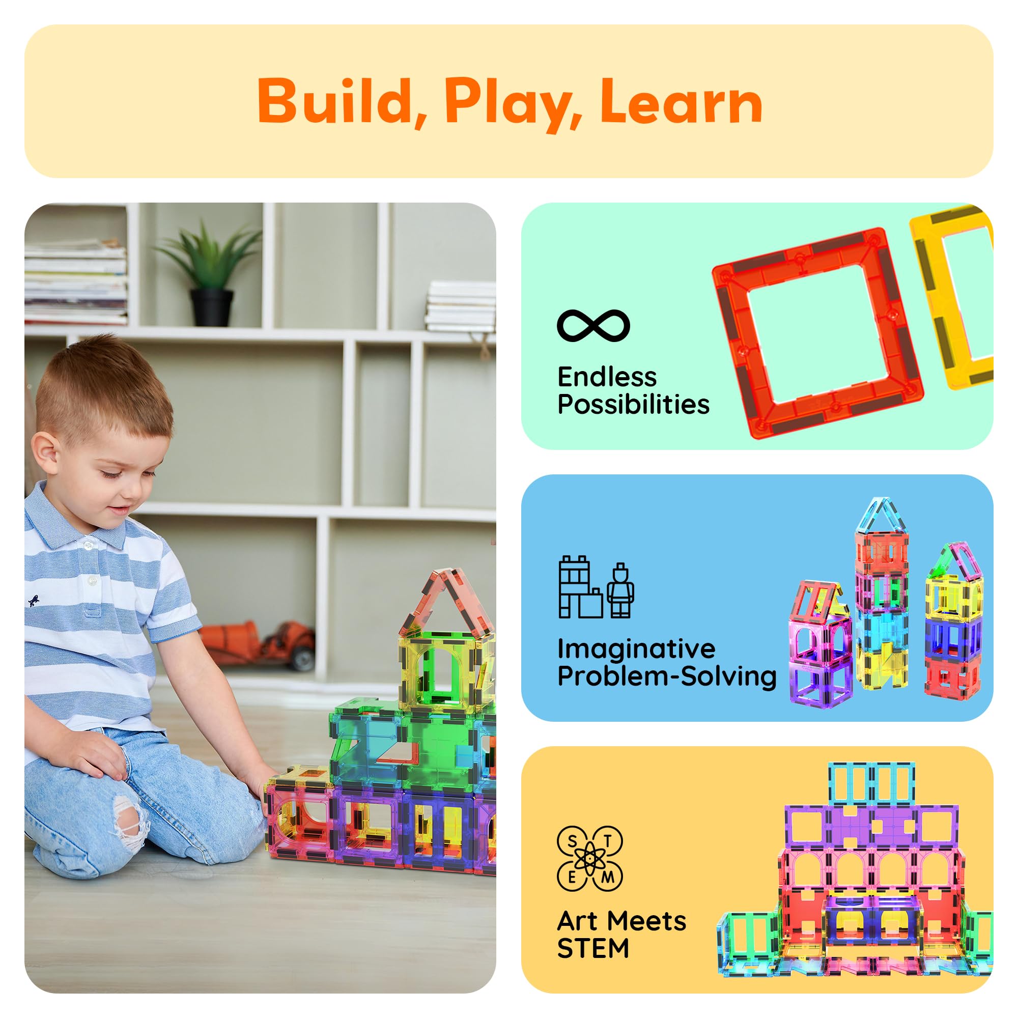 PicassoTiles PT42 kids building together to promote teamwork