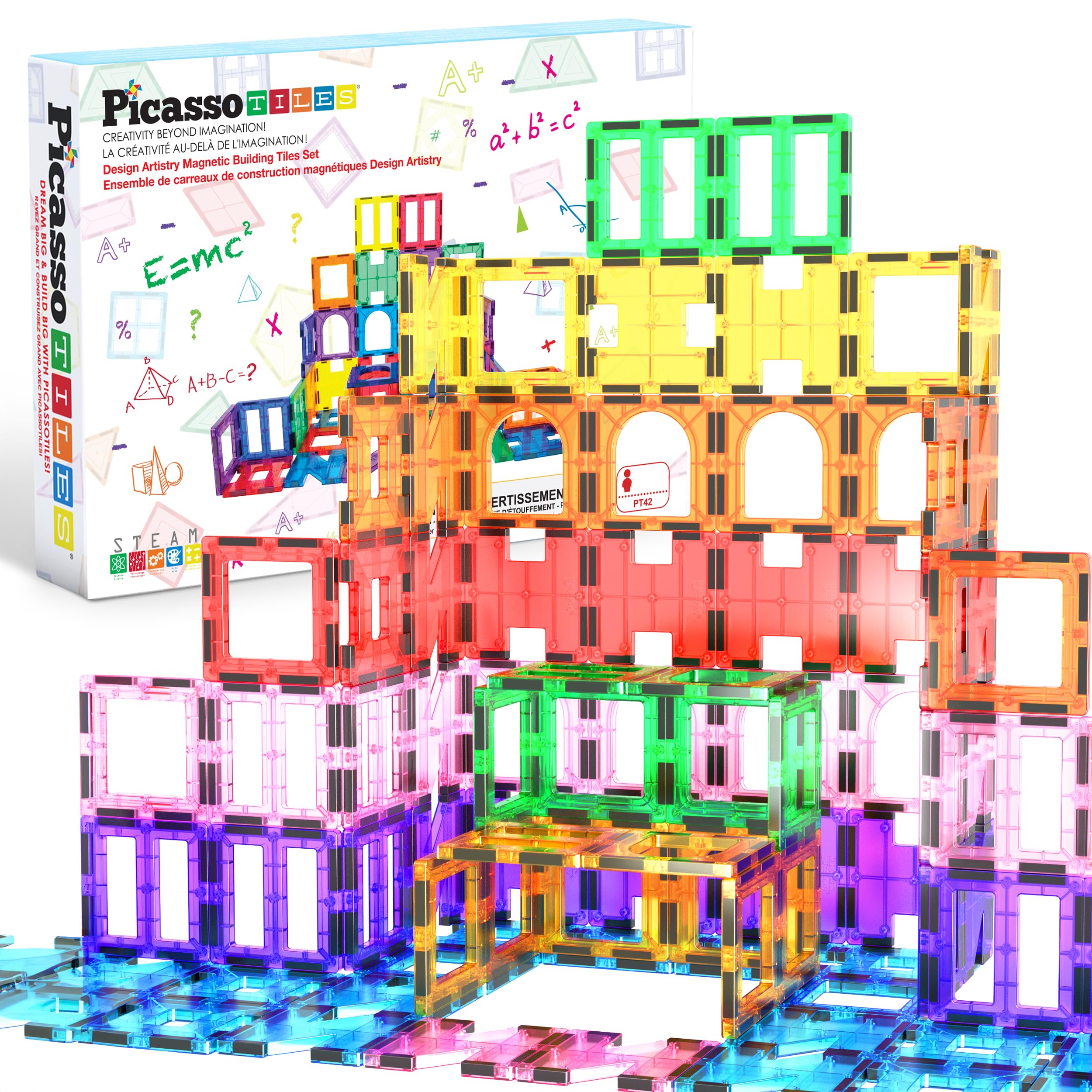 PicassoTiles PT42 see-through tiles for creative magnetic building