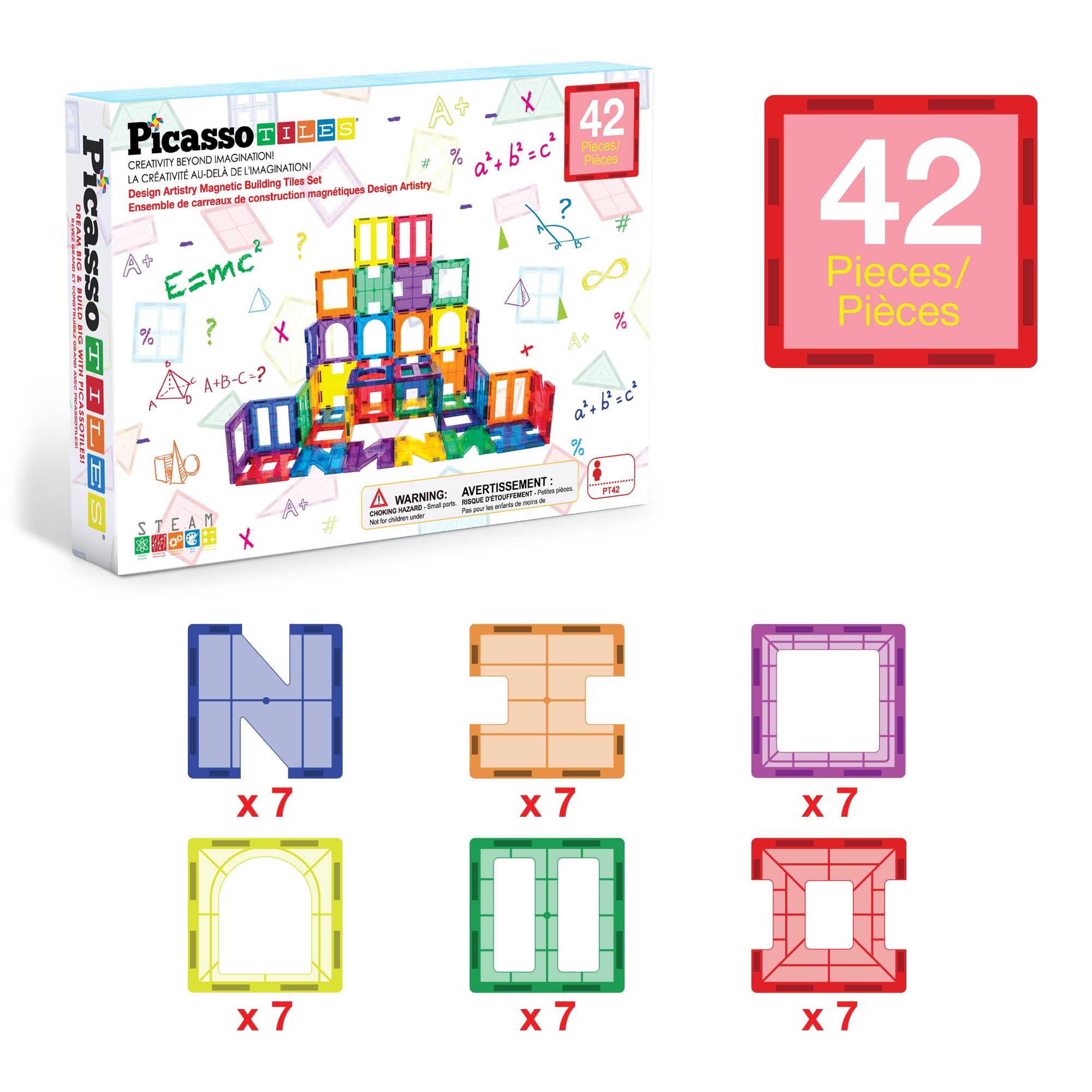 PicassoTiles PT42 transparent shapes ideal for design exploration