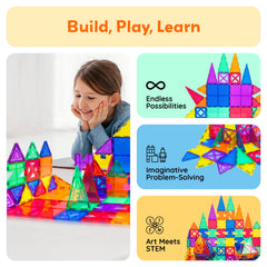 PicassoTiles PT82 builder in action encouraging big, imaginative structures.