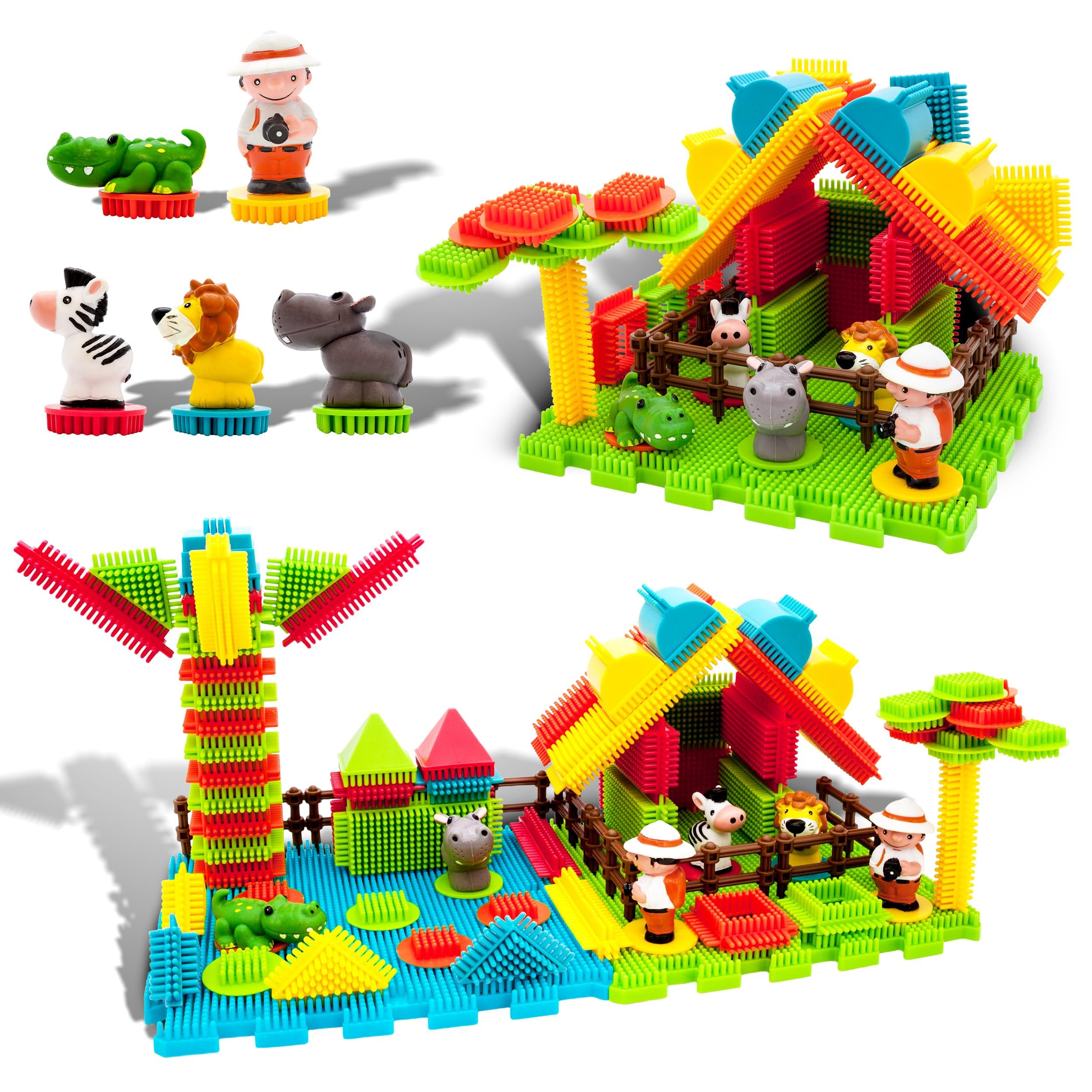 PicassoTiles PTB100 safari hedgehog blocks assembly boosts creativity and fine motor skills.