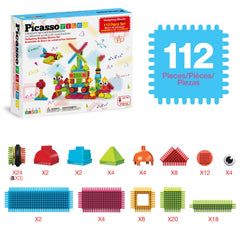 PicassoTiles PTB112 colorful bricks stacking supports color recognition and creative design.
